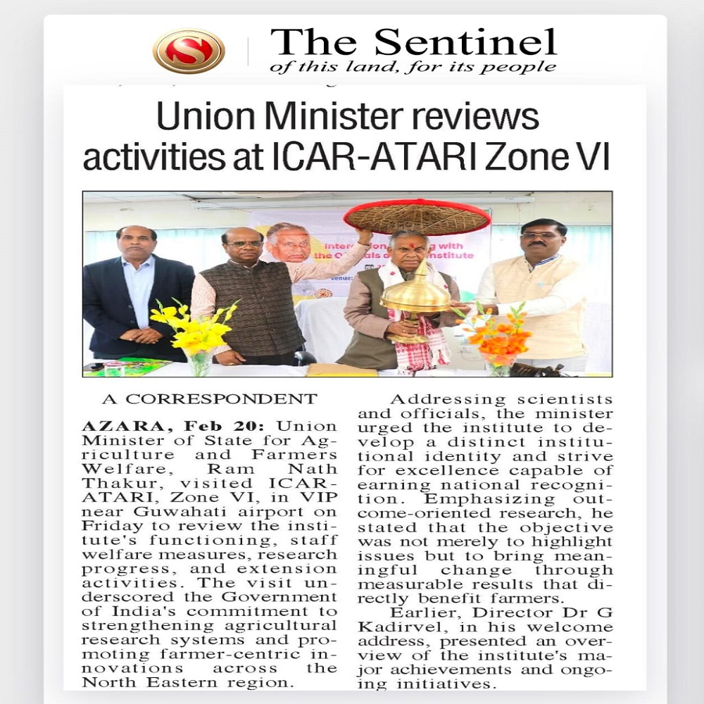 Union Minister reviews activities at ICAR-ATARI Zone VI