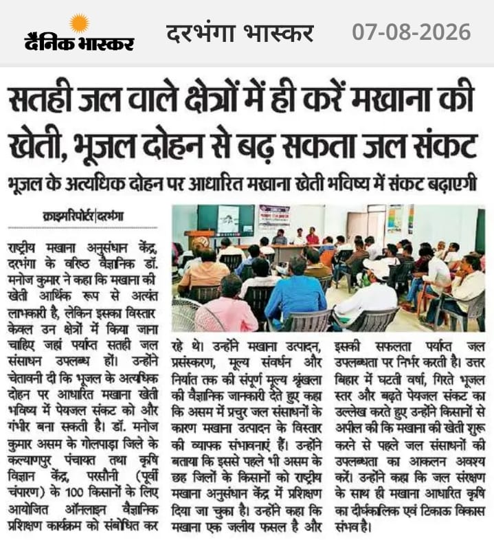 सतही जल वाले क्षेत्रों में ही करें मखाना की खेती, भूजल दोहन से बढ़ सकता जल संकट