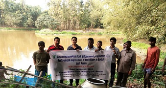 6 - 10 March, 2021 The four Wetlands of Assam namely Borboi Beel (Bongaigaon District), Ghorajan Beel (Kamrup Rural District), Rupahi Beel (Nagaon District) and Dandua Beel (Morigaon District) have been adopted by the ICAR-Central Inland Fisheries Research Institute, Barrackpore, Kolkata for carrying out the fish stock enhancement. The activities were carried out by ICAR-CIFRI, Regional Centre, Guwahati, Assam under the Institute’s NEH component. Around 1,60,000 advanced fish fingerlings comprising IMCs, Labeo bata and L. gonius were released at the rate of 40,000 fingerlings in each Beel from 6th to 10th March, 2021. The Institute also organized the Awareness Programmes to sensitize the fishers about the role of supplementary fish seed stocking in Beels. The Stocking-cum-Awareness Programmes were organized in collaboration with the Department of Fisheries, Assam and Assam Fisheries Development Corporation Ltd., Guwahati, Assam. Dr. B.K. Das, Director, ICAR-CIFRI, Barrackpore, Kolkata and Dr. B.K. Bhattacharjya, Head, ICAR-CIFRI, Regional Centre, Guwahati, Assam were also present during the occasion. The main objectives of the Stock Enhancement Programmes were to create awareness on the importance of fish stock enhancement in Beels and at the same time, improving their livelihood through increased fish production and income. A total of 2,491 fisher families of four Beels are expected to get the benefits of supplementary stocking programmes. (Source: ICAR-Central Inland Fisheries Research Institute, Barrackpore, Kolkata)