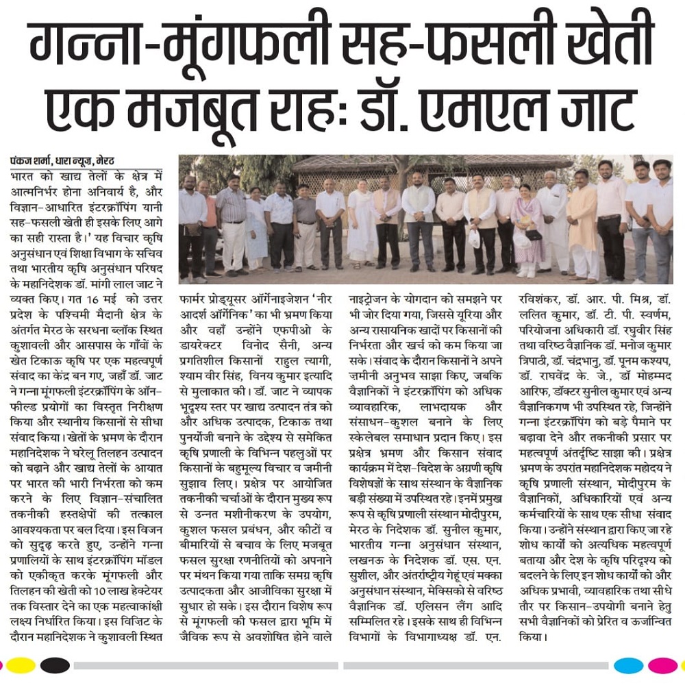 गन्ना-मूंगफली सह-फसली खेती एक मजबूत राहः डॉ. एमएल जाट