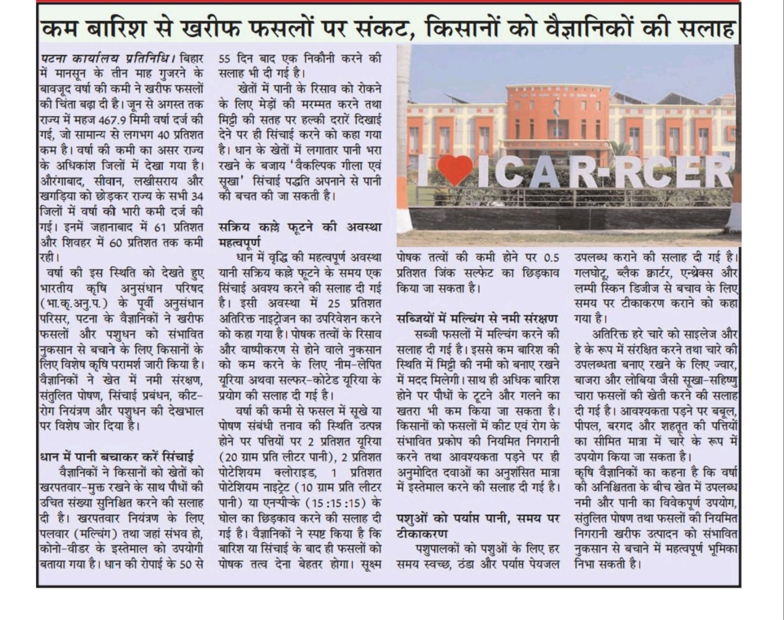 कम बारिश से खरीफ फसलों पर संकट, किसानों को वैज्ञानिकों की सलाह