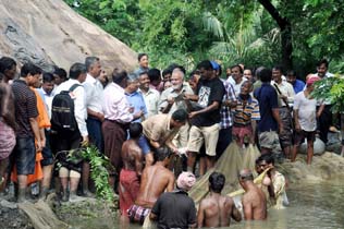7. Netting going on in a beneficiary pond