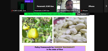 Online Stakeholder Consultation Meeting on Policy Drafts for Kulagar Farming and Cashew Traceability Organised at ICAR-CCARI, Goa