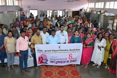 ICAR-Central Coastal Agricultural Research Institute, Goa  The distinguished chief guest, highlighted the vital role of women in the development of families, society, and the nation. In the address, it was noted that women are increasingly excelling across diverse fields such as education, agriculture, healthcare, entrepreneurship, and leadership.   Participants were encouraged to recognise their potential, pursue education and skill development, and actively engage in decision-making processes to contribute to a progressive and inclusive society.  The local Panchayat representative also addressed the gathering and appreciated the significant contributions of women in community development and social welfare initiatives. Emphasis was placed on the importance of empowering rural women through education, awareness, and participation in livelihood activities, recognising their crucial role in strengthening rural economies and maintaining social harmony in villages.  As part of the programme, several cultural and participatory activities were organised, including a cooking competition and a traditional hair garland–making competition, encouraging active involvement and community engagement among women. Additionally, frontline healthcare professionals from the local community were felicitated in recognition of their dedicated service in safeguarding public health and providing compassionate care.  A total of 86 women from the village and nearby areas participated in the event, making the celebration meaningful, engaging, and inspiring.